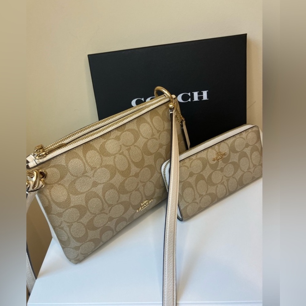 Coach Mia Crossbody and Long Zip Around Wallet in Signature Canvas